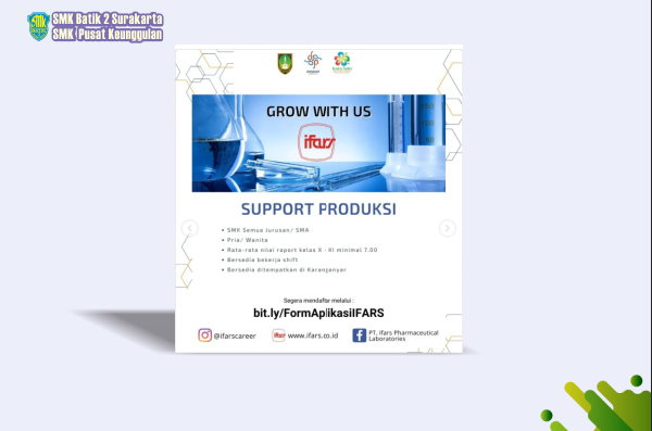 Lowongan Kerja Support Produksi PT Ifars