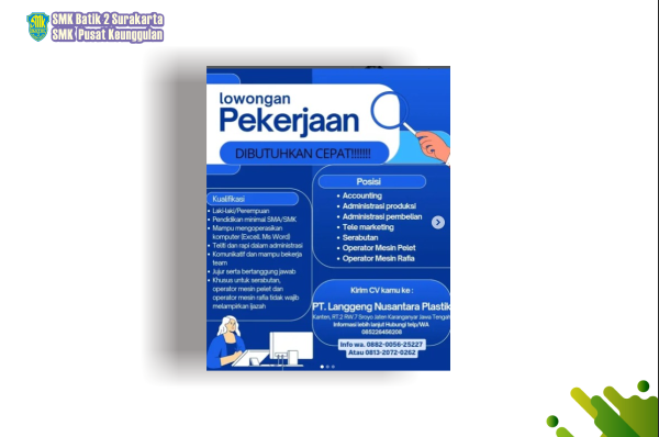 Lowongan Pekerjaan PT Langgeng Nusantara Plastik